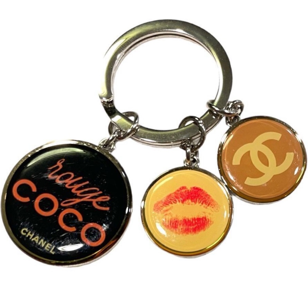 Authentic CHANEL COCO 3 Charm CC Logo Keychain/Key Holder
